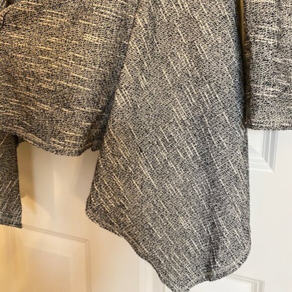 Max Studio Weekend 100% Cotton Hooded Open Cardigan Asymmetrical Black White S - Picture 9 of 16